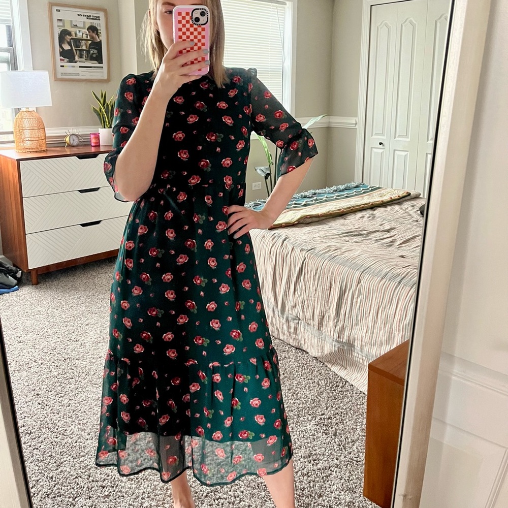 LOFT Floral Midi Dress